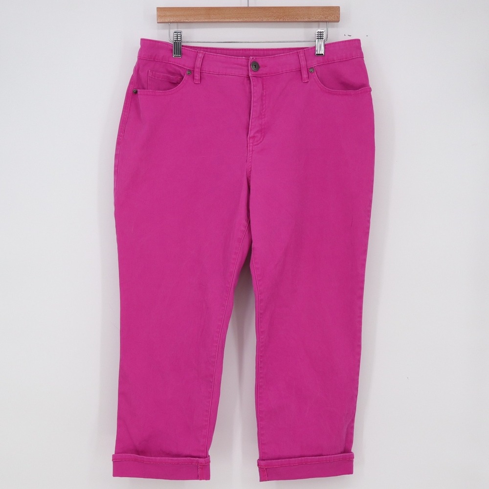 Style & Co Capri Womens 14 Curvy Capri Pink Stretch Cuffed Denim Excellent